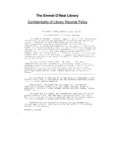 The Emmet O’Neal Library Confidentiality of Library Records Policy 