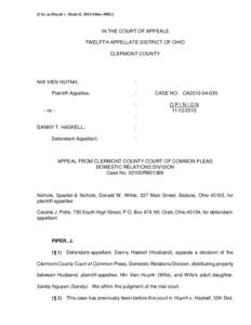 [Cite as Huynh v. Haskell, 2013-Ohio[removed]IN THE COURT OF APPEALS TWELFTH APPELLATE DISTRICT OF OHIO CLERMONT COUNTY