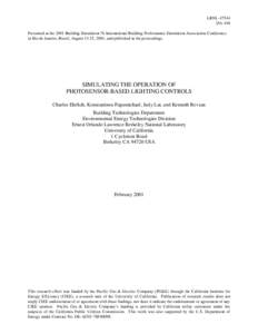 LBNL[removed]DA-440 Presented at the 2001 Building Simulation 7h International Building Performance Simulation Association Conference in Rio de Janeiro, Brazil, August 13-15, 2001, and published in the proceedings.  SIMULA