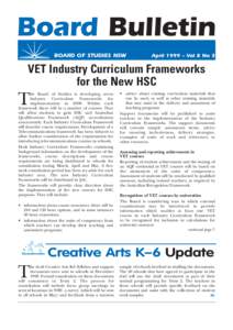 Board Bulletin BOARD OF STUDIES NSW April 1999 – Vol 8 No 3  VET Industry Curriculum Frameworks