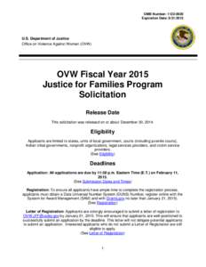 OVW Fiscal Year 2015 Justice for Families Program Solicitation