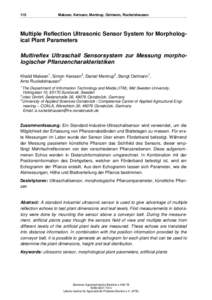 110  Makeen, Kerssen, Mentrup, Oelmann, Ruckelshausen Multiple Reflection Ultrasonic Sensor System for Morphological Plant Parameters Multireflex Ultraschall Sensorsystem zur Messung morphologischer Pflanzencharakteristi