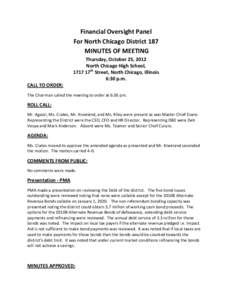 North Chicago School District 187 Financial Oversight Panel Minutes - October 25, 2012