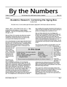 By the Numbers Volume 22, Number 1 The Newsletter of the SABR Statistical Analysis Committee  May, 2012