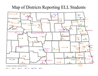 Map of Districts Reporting ELL Students Lignite (Burke Central) Divide County  Belcourt