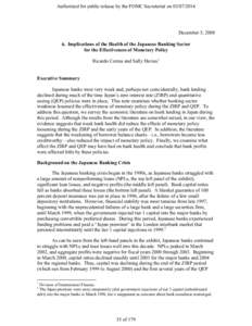 Implications of the Health of the Japanese Banking Sector for the Effectiveness of Monetary Policy