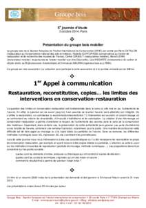 Groupe bois 5e journée d’étude 3 octobre 2014, Paris  Présentation du groupe bois mobilier