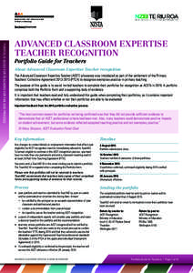 PORTFOLIO GUIDE FOR TEACHERS FOR THE 2015 PROCESS  ADVANCED CLASSROOM EXPERTISE TEACHER RECOGNITION Portfolio Guide for Teachers About Advanced Classroom Expertise Teacher recognition