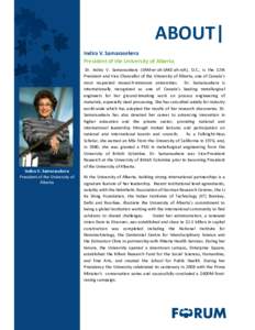 Consortium for North American Higher Education Collaboration / University of Alberta / Indira / Education / Natural Sciences and Engineering Research Council / National Institute for Nanotechnology / Indira Samarasekera / Science and technology in Canada / Academia / Association of Commonwealth Universities