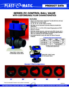 PRODUCT DATA  SERIES ZC CONTROL BALL VALVE WITH CUSTOMIZABLE FLOW CHARACTERISTICS FEATURES • Based on the Plast-O-Matic “Engineered” True Blue Ball Valve with dual