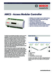 Systems | AMC2 - Access Modular Controller  AMC2 - Access Modular Controller ▶ Intelligent access manager for one to eight entrances ▶ Four interfaces include the reader power supply ▶ Standard 2 GB compact flash