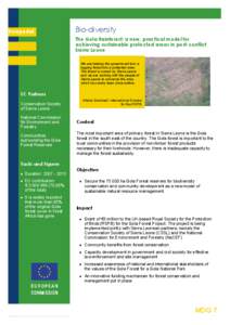 EuropeAid  Bio-diversity The Gola Rainforest: a new, practical model for achieving sustainable protected areas in post-conflict Sierra Leone 