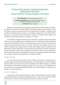 Assam Medical College / Duliajan / Cancer registry / Chabua / Assam / Dibrugarh / States and territories of India
