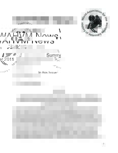 WAHVM News Summer 2011 In this Issue: 1. On the Horizon. . . , pp[removed]We Thought Youʼd Like to Know, pp[removed]Recent Veterinary History Journals, pp. 9-11.