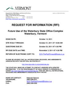 Waterbury /  Vermont / Request for information / Request for proposal / Waterbury /  Connecticut / Proposal / Village / Montpelier /  Vermont / Vermont / Business / Procurement / Sales