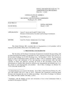 INITIAL DECISION RELEASE NO. 753 ADMINISTRATIVE PROCEEDING FILE NOUNITED STATES OF AMERICA Before the SECURITIES AND EXCHANGE COMMISSION