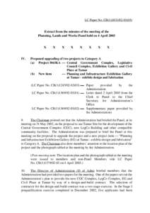 LC Paper No. CB[removed])  Extract from the minutes of the meeting of the Planning, Lands and Works Panel held on 4 April[removed]X