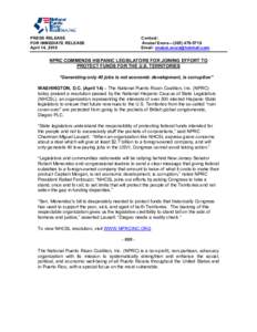 PRESS RELEASE FOR IMMEDIATE RELEASE April 14, 2010 Contact: Anabel Evora—([removed]