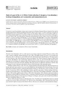 Study of a part of the A. G. Olivier Lixini collection (Coleoptera: Curculionidae): lectotype designations, new synonymies and nomenclatural acts