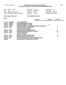 [removed]:51:52 AM  Page 1 Washington County Public School District Bus Stop Locations For 8C-PM-1 NOM NORTHERN MIDDLE PM