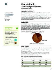 Mac mini with Snow Leopard Server Environmental Report Apple and the Environment  Model MC438