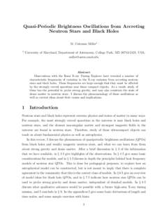 Quasi-Periodic Brightness Oscillations from Accreting Neutron Stars and Black Holes M. Coleman Miller1 1  University of Maryland, Department of Astronomy, College Park, MD[removed], USA;