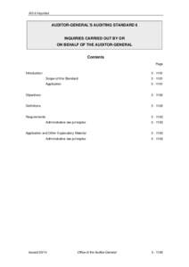 AG-6 Inquiries  AUDITOR-GENERAL’S AUDITING STANDARD 6 INQUIRIES CARRIED OUT BY OR ON BEHALF OF THE AUDITOR-GENERAL