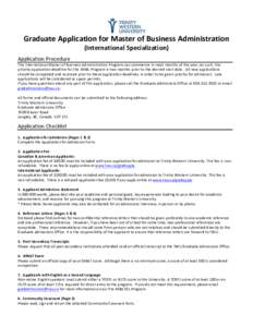    Graduate	
  Application	
  for	
  Master	
  of	
  Business	
  Administration	
      (International	
  Specialization)	
  