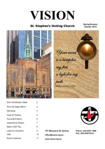 VISION St. Stephen’s Uniting Church Spring/Summer October 2014