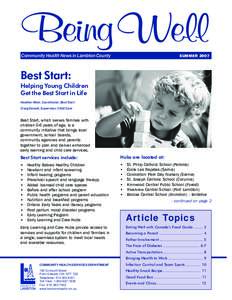 Being Well Community Health News in Lambton County SUMMER[removed]Best Start: