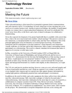 Sep/Oct 00: Meeting the Future  Technology Review September/OctoberBenchmarks