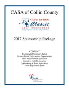 CASA of Collin CountySponsorship Package CONTENT Tournament Chairman’s Letter
