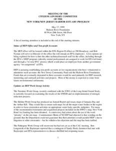 MEETING OF THE CITIZENS ADVISORY COMMITTEE OF THE NEW YORK/NEW JERSEY HARBOR ESTUARY PROGRAM May 17, 1999 Hudson River Foundation