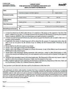 51A200[removed]Commonwealth of Kentucky DEPARTMENT OF REVENUE APPLICATION FOR KENTUCKY ENTERPRISE INITIATIVE ACT