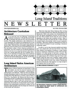 Long Island Traditions  N E W S L E T T E R www.longislandtraditions.org  Architecture Curriculum