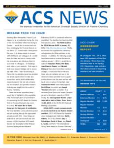 ACS Division of Fluorine Chemistry  FALL 2013 ACS NEWS