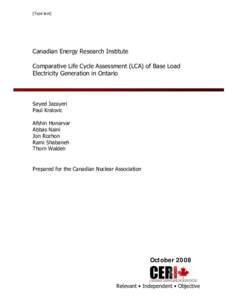 Microsoft Word - Canadian Energy Research Institute- Comparative Life Cycle…