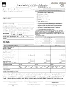 Reset Form  Original Application for Ad Valorem Tax Exemption County, Florida New