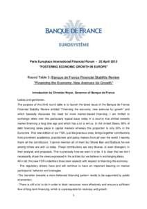 Paris Europlace International Financial Forum - 20 April 2015 