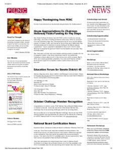 [removed]Professional Educators of North Carolina: PENC eNews - November 26, 2013 November 26, 2013