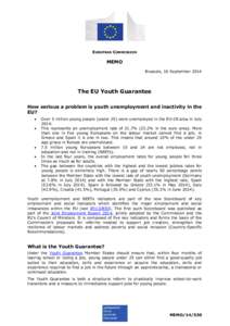 EUROPEAN COMMISSION  MEMO Brussels, 16 September[removed]The EU Youth Guarantee