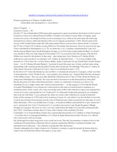 Southern Campaign American Revolution Pension Statements & Rosters Pension Application of Thomas Griffith W4213 Transcribed and annotated by C. Leon Harris State of Virginia } Loudoun County } SS On this 11th day of Sept