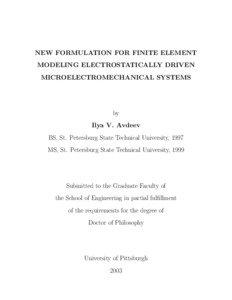 NEW FORMULATION FOR FINITE ELEMENT MODELING ELECTROSTATICALLY DRIVEN MICROELECTROMECHANICAL SYSTEMS