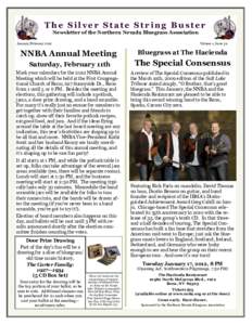 The Silver State String Buster Newsletter of the Northern Nevada Bluegrass Association Volume 1, Issue 39 January/February 2012