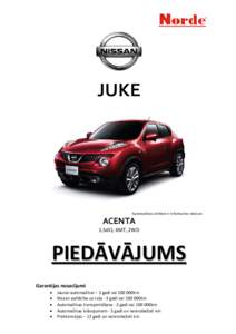 JUKE  Automašīnas attēlam ir informatīvs raksturs ACENTA 1.5dCi, 6MT, 2WD