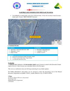 MINERAL RESOURCES DEPARTMENT  Seismology Unit EARTHQUAKE INFORMATION RELEASE NO 