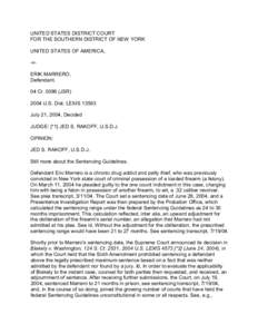 Blakely v. Washington / United States v. Booker / Mistretta v. United States / United States Federal Sentencing Guidelines / Jed S. Rakoff / Apprendi v. New Jersey / Cunningham v. California / Rita v. United States / Case law / United States criminal procedure / Law