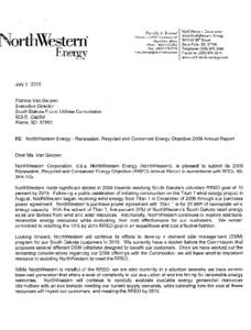 Northwestern Corporation dlbla Northwestern Energy Director - SD/NE Goverrimerit & Reg~rlatoryAffairs 3010 W 691hStreet Phone: ([removed]Sioux Falls, SD 57108