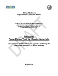 California Bureau of Electronic & Appliance Repair, Home Furnishings & Thermal Insulation - Proposed Standard: Open Flame  Test for Barrier Materials