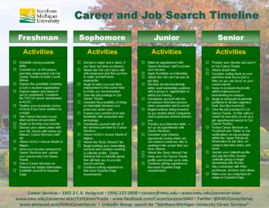 Career and Job Search Timeline Freshman Sophomore  Junior